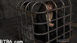 A shaved bald bitch is gagged and gets her ass fucked hard