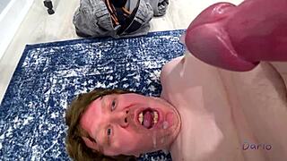 French Amateur In Red Satin Dress And Lingerie