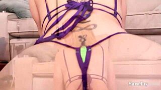 Sara Jay's big dick dildo play and deepthroat action