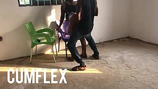 Curvy latina babe eagerly opens wide for her first deep throat blowjob experience