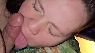 Mature woman performs oral and breast play in deep throat session