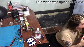 Latina Blonde Slut Sucks Technician's Dick for Payment