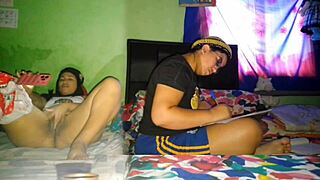 Masturbating While Stepsister Studies. Big Pussy On Display.