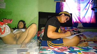 Masturbating While Stepsister Studies. Big Pussy On Display.