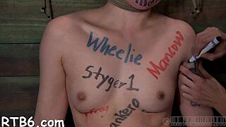 A woman tied up and giving a blowjob with great passion and then gets a facial in return