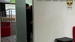 A woman seduces a man she met in a bar and takes him to the bathroom for a hot experience