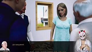 Blonde secretary in stockings plays rough games at work. Her skirt rides up outdoors.