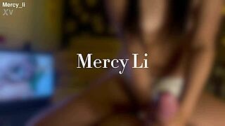 My Asian gf playin’ cock hero, handjob got huge cumshot, damn!