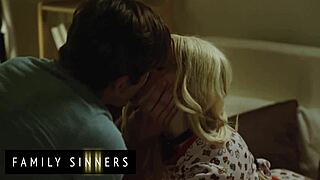 Hot blonde fucks stepbro to forget ex with muff diving and riding.