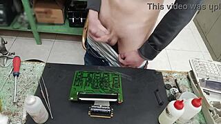 i shot a huge cumshot on a client’s machine instead of fixing the damn thing