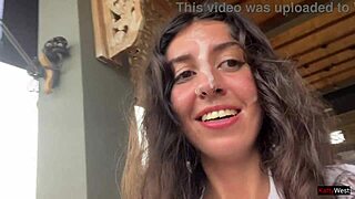 eating pizza with cum dripping on my face at outdoor cafe