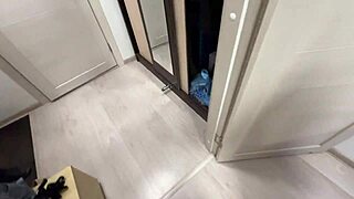 Stepson caught Russian stepmother playing with a fuck doll in close-up POV. She was shocked when I walked in!