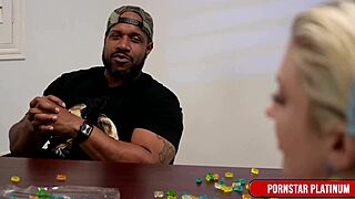 Blonde Hoe Leya Falcon Massages Big Tres Mocha Cock in Sensual Session