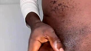 hey, ninja man jerks off his big cock and cums