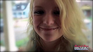 Blonde cutie Chelsie R explores personal activities with a partner