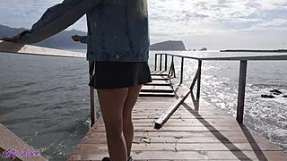 A romantic walk with a vibrator that can be controlled from a distance in my vagina