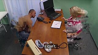 hidden camera catches curvy nurse and patient in doctor’s cabinet.