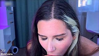 Beautiful Brunette Teen Sucks Cock