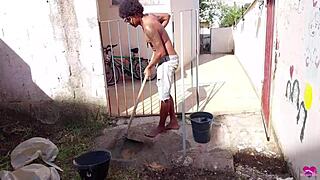 Paying the handyman with my ass and squirt