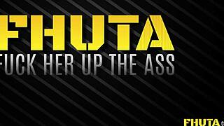 petite brunette rides huge white dick deep in her tight ass for fun