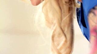 Hot MASSEUSE RUBS PUSSY and fingers blonde babe during wild massage