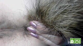 Hairy toy and ass play with silent fart end