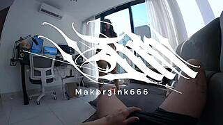 Tattooed babe gets ass play and smells dirty cock.