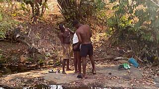 A shy village girl gets it hard in a three woman fuck fest