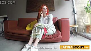 The hottest Colombian girl with red hair gets naked