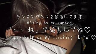 Brunette concafe girl gets picked up for a drive and swallows in the car