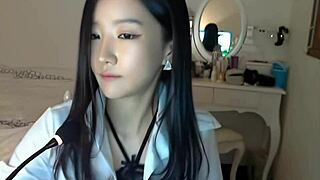 Park Nima in school uniform strips for HD blowjob in lingerie