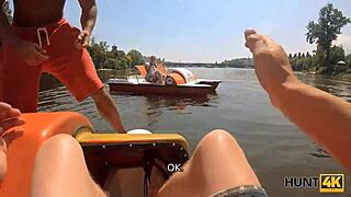 Hunt4k features gorgeous chick stripping and banging next to her husband