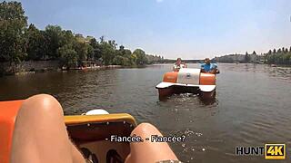 Hunt4k features gorgeous chick stripping and banging next to her husband