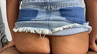 busty latina brunette gives intense blowjob flashing big tits