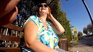 BBW flaunts hairy bush and big ass while going nude in public beach spot.