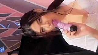colombian bride uses dildo in bath