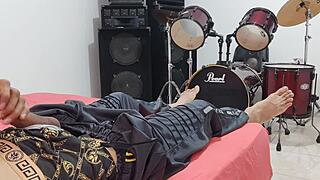 Tall Man Strokes His Monster Cock In Homemade Fetish Domination Session