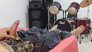 Tall Man Strokes His Monster Cock In Homemade Fetish Domination Session