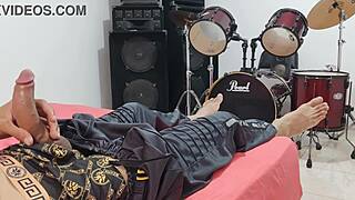 Tall Man Strokes His Monster Cock In Homemade Fetish Domination Session