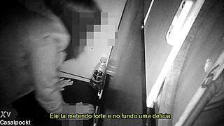 girlfriend crossdressing at gloryhole with big cock in booth