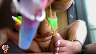 Watch Spanish Barbiie squirt with her dildo.