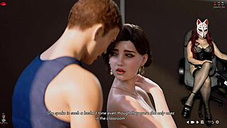 In Ms. Denvers Episode 64, Young Brunette Teacher Gets Cum On Her Boobs After Handjob From Old Mother-In-Law Outdoors!