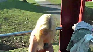 german blonde teenslut strips naked in public for all to see. her bold move shocks everyone