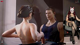 In Ms. Denvers Episode 64, Young Brunette Teacher Gets Cum On Her Boobs After Handjob From Old Mother-In-Law Outdoors!