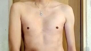 Skinny Chacal Caliente Masturbates His Monster Cock Solo