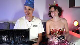 big tits student plays strip game on ps4 with milf teacher