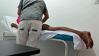 Doctor gives sensual massage to female patient in hospital