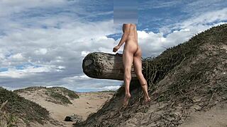 Nude Teasing with Cock Play at Public Beach Turns Wild