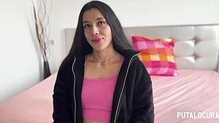 Skinny Latina girl in hot cowgirl stance