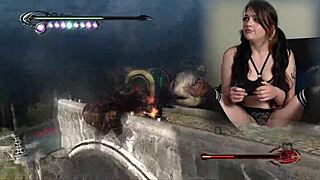 Come on, watch this sexy bimbo play Bayonetta with Lovense toys ep 3